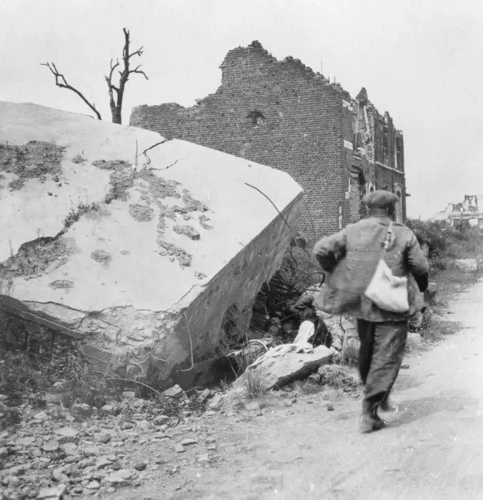 Framed Print : Blockhouse destroyed by a mine, Lomme, near Armentieres, France, World War I, c1914-c1918. Artist: Nightingale & Co Framed Print : Blockhouse destroyed by a mine, Lomme, near Armentieres, France, World War I, c1914-c1918. Artist: Nightingale & Co