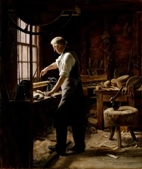 Framed Print : The Blockmaker, late 19th-early 20th century. Creator: Edgar Melville Ward Framed Print : The Blockmaker, late 19th-early 20th century. Creator: Edgar Melville Ward