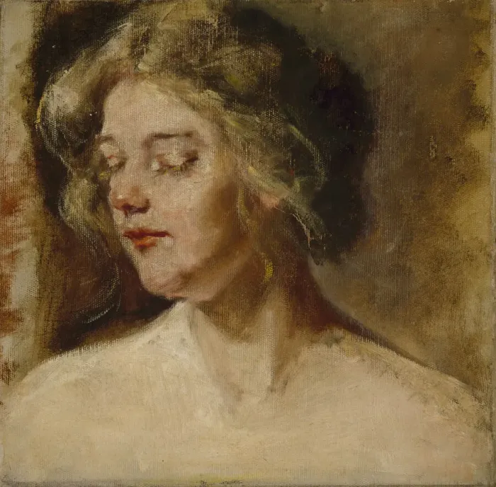 Framed Print : Blonde Studio Model, late 19th-early 20th century. Creator: Alice Pike Barney