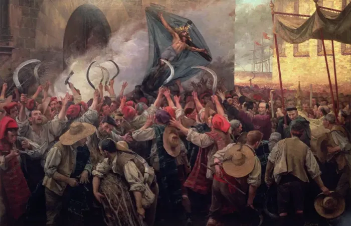 Framed Print : Blood Corpus or Reapers Riot (7 Jun. 1640), oil, 1907 Framed Print : Blood Corpus or Reapers Riot (7 Jun. 1640), oil, 1907