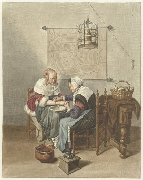 Framed Print : The bloodletting, 1776. Creator: Abraham Delfos Framed Print : The bloodletting, 1776. Creator: Abraham Delfos