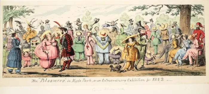 Framed Print : The Bloomers in Hyde Park or An Extraordinary Exhibition for 1852, 1852 Framed Print : The Bloomers in Hyde Park or An Extraordinary Exhibition for 1852, 1852