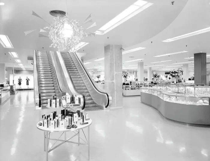 Framed Print : Bloomingdale's, business in Hackensack, New Jersey, 1959. Creator: Gottscho-Schleisner, Inc Framed Print : Bloomingdale's, business in Hackensack, New Jersey, 1959. Creator: Gottscho-Schleisner, Inc