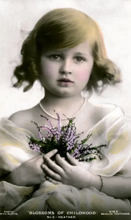 Framed Print : Blossoms of Childhood No. 3: Heather, early 20th century. Artist: J Beagles & Co Framed Print : Blossoms of Childhood No. 3: Heather, early 20th century. Artist: J Beagles & Co