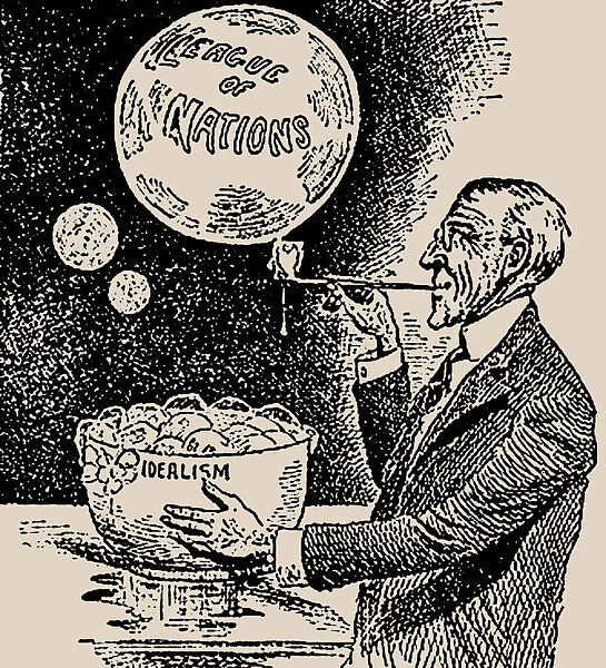 Blowing Bubbles. Woodrow Wilson and the League of Nations, 1919. Creator: Anonymous