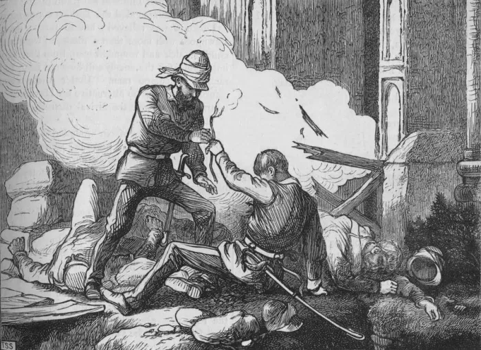 Framed Print : Blowing Up The Cashmere Gate, c1880. Artist: T. S. S Framed Print : Blowing Up The Cashmere Gate, c1880. Artist: T. S. S