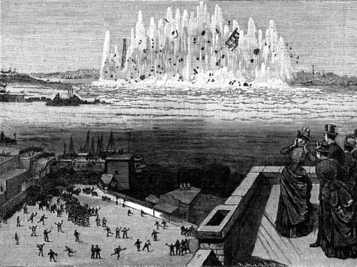 Framed Print : Blowing up Flood Rock, 1885, (1886) Framed Print : Blowing up Flood Rock, 1885, (1886)