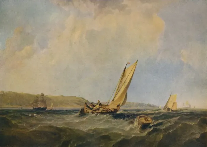 Framed Print : Blowing Hard-Off Cowes, 1834. Artist: George Chambers Framed Print : Blowing Hard-Off Cowes, 1834. Artist: George Chambers