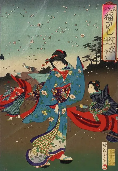 Framed Print : Blowing Wind, 1889. Creator: Chikanobu Yoshu Framed Print : Blowing Wind, 1889. Creator: Chikanobu Yoshu