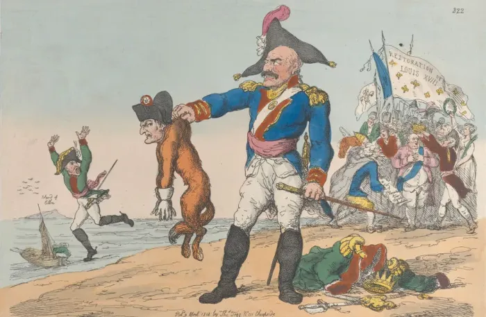 Framed Print : Blucher the Brave Extracting the Groan of Abdication from the Corsican Blood Houn