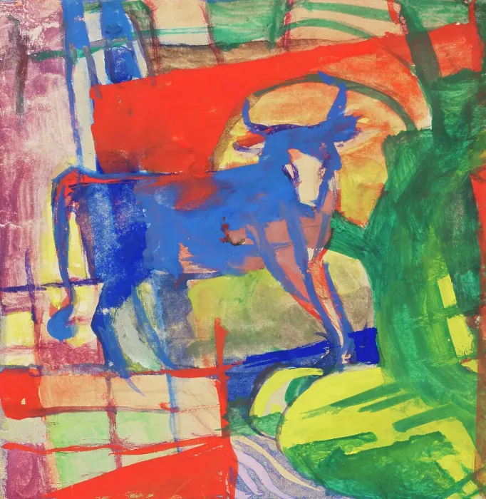 Framed Print : Blue cow, 1913-1914. Creator: Marc, Franz (1880-1916) Framed Print : Blue cow, 1913-1914. Creator: Marc, Franz (1880-1916)