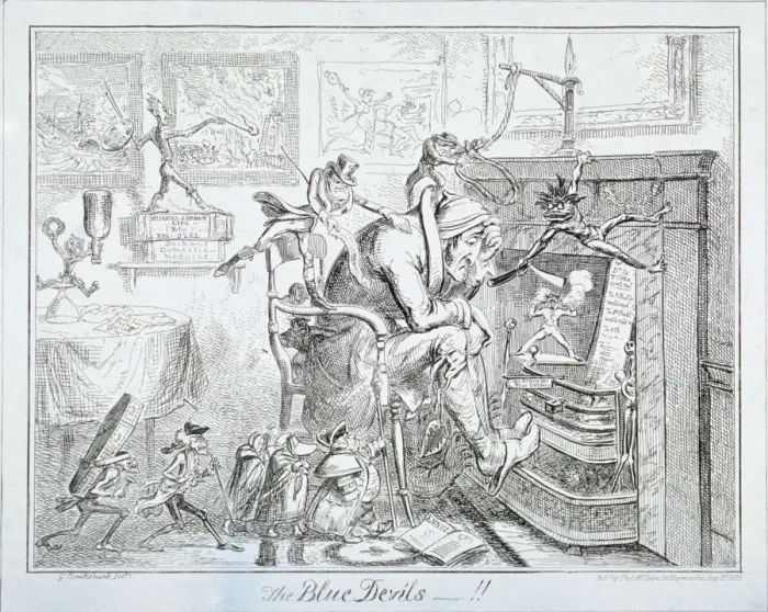 Framed Print : The Blue Devils, 1835. Artist: George Cruikshank Framed Print : The Blue Devils, 1835. Artist: George Cruikshank