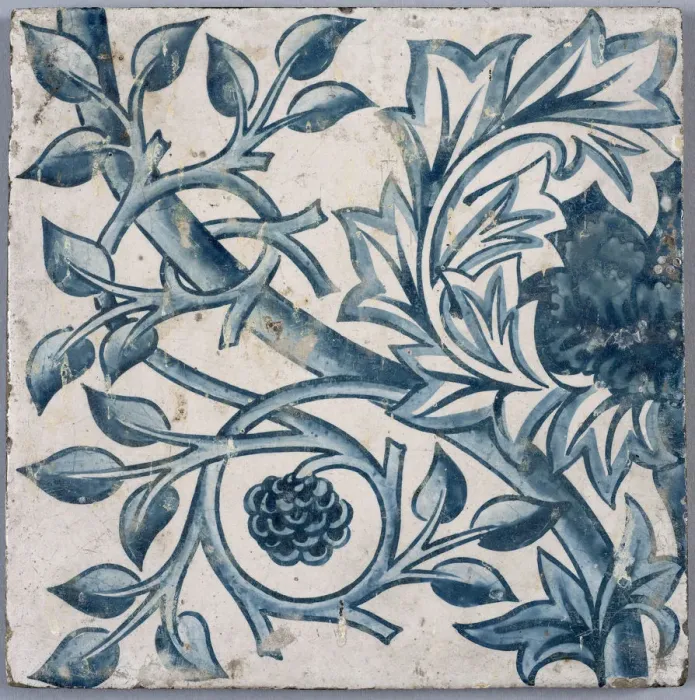Framed Print : Blue floral motif. Tile, 1870s-1880s. Creator: Morris, William (1834-1896) Framed Print : Blue floral motif. Tile, 1870s-1880s. Creator: Morris, William (1834-1896)