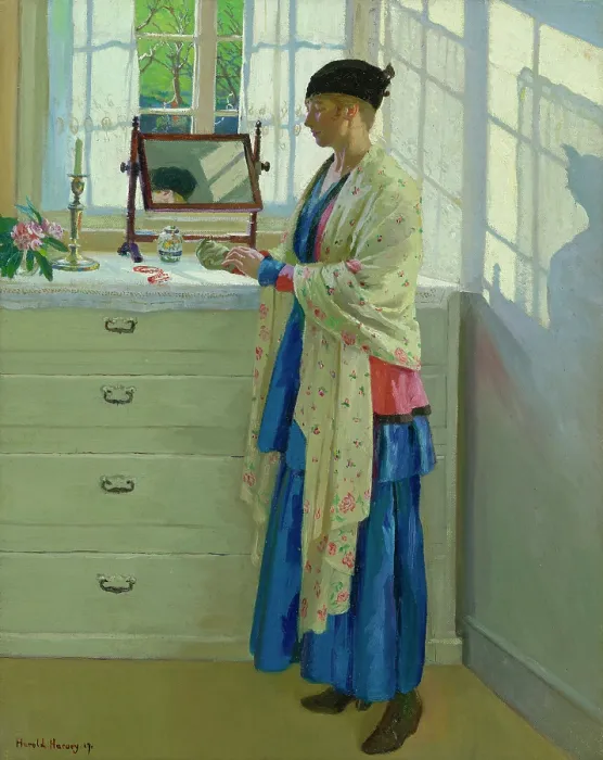 Framed Print : The Blue Gown, 1917. Creator: Harvey, Harold (1874-1941) Framed Print : The Blue Gown, 1917. Creator: Harvey, Harold (1874-1941)