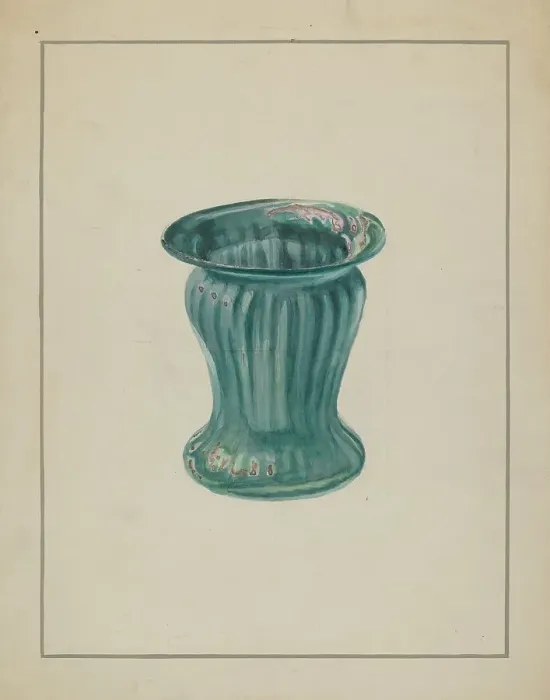 Framed Print : Blue-Green Vase, c. 1936. Creator: Marcus Moran Framed Print : Blue-Green Vase, c. 1936. Creator: Marcus Moran