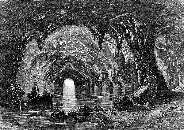 The Blue Grotto at Capri - from Mr. Albert Smith's New Entertainment, 1857. Creator: Richard Principal Leitch