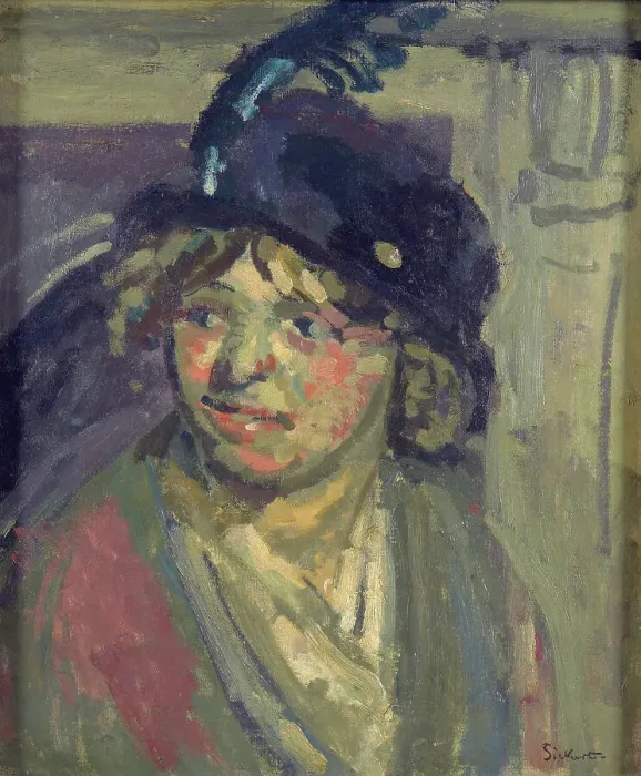 Framed Print : The blue hat, 1914. Creator: Walter Richard Sickert Framed Print : The blue hat, 1914. Creator: Walter Richard Sickert