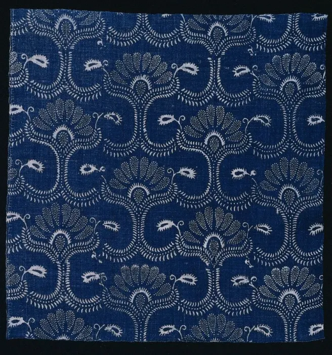 Framed Print : Blue Indigo Resist Print with Stylized Leaf Design, 1790. Creator: Unknown Framed Print : Blue Indigo Resist Print with Stylized Leaf Design, 1790. Creator: Unknown