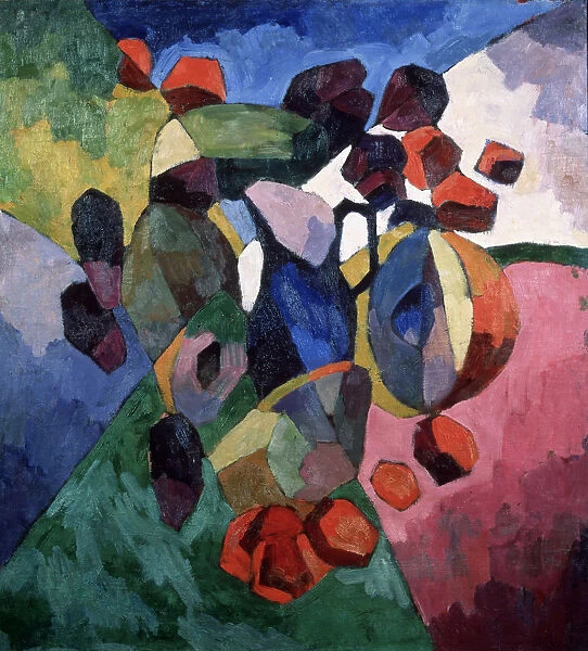 Blue jug and fruits, 1913. Artist: Lentulov, Aristarkh Vasilyevich (1882-1943)