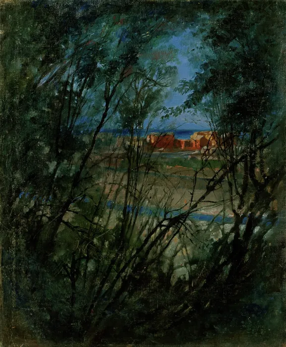 Framed Print : Blue Landscape, 1875. Creator: Ladislav Mednyanszky Framed Print : Blue Landscape, 1875. Creator: Ladislav Mednyanszky