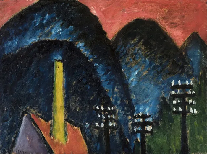 Framed Print : Blue mountains (Landscape with yellow chimney), 1912. Creator: Javlensky, Alexei, von (1864-1941) Framed Print : Blue mountains (Landscape with yellow chimney), 1912. Creator: Javlensky, Alexei, von (1864-1941)