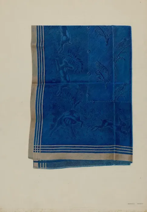 Framed Print : Blue Silk Scarf, c. 1937. Creator: Samuel Faigin Framed Print : Blue Silk Scarf, c. 1937. Creator: Samuel Faigin