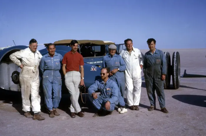 Framed Print : Bluebird CN7 support crew, Ken Norris (3rd from left), Leo Villa (3rd from right) Framed Print : Bluebird CN7 support crew, Ken Norris (3rd from left), Leo Villa (3rd from right)
