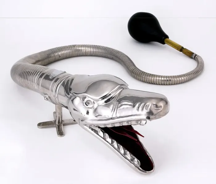Framed Print : Boa Horn. Silver boa constictor car horn Framed Print : Boa Horn. Silver boa constictor car horn