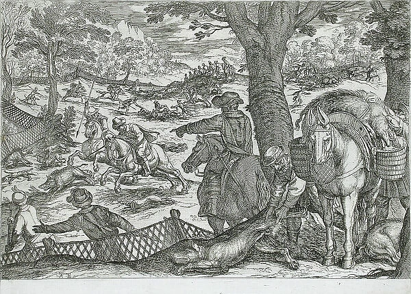 Boar Hunt, 16th century. Creator: Antonio Tempesta