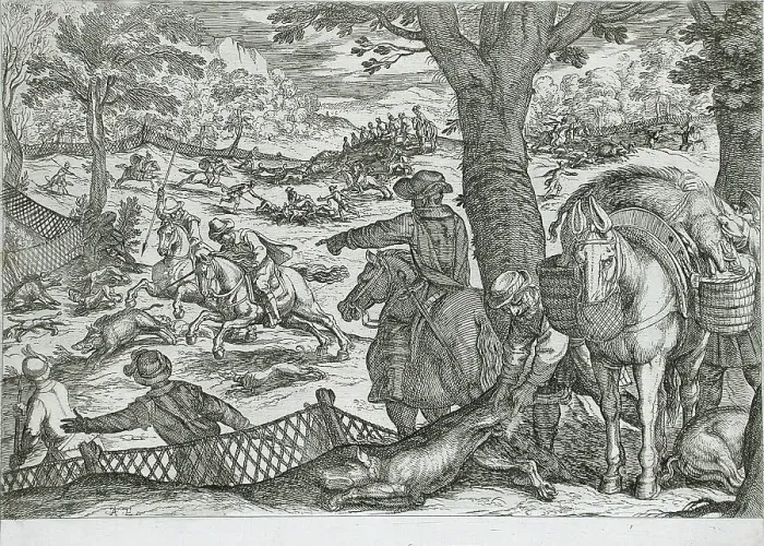 Framed Print : Boar Hunt, 16th century. Creator: Antonio Tempesta Framed Print : Boar Hunt, 16th century. Creator: Antonio Tempesta