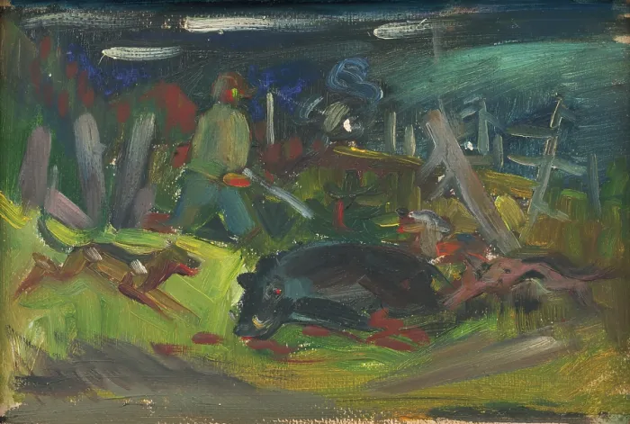 Framed Print : Boar Hunt, around 1930-1935. Creator: Arnold Peter Weisz-Kubincan Framed Print : Boar Hunt, around 1930-1935. Creator: Arnold Peter Weisz-Kubincan