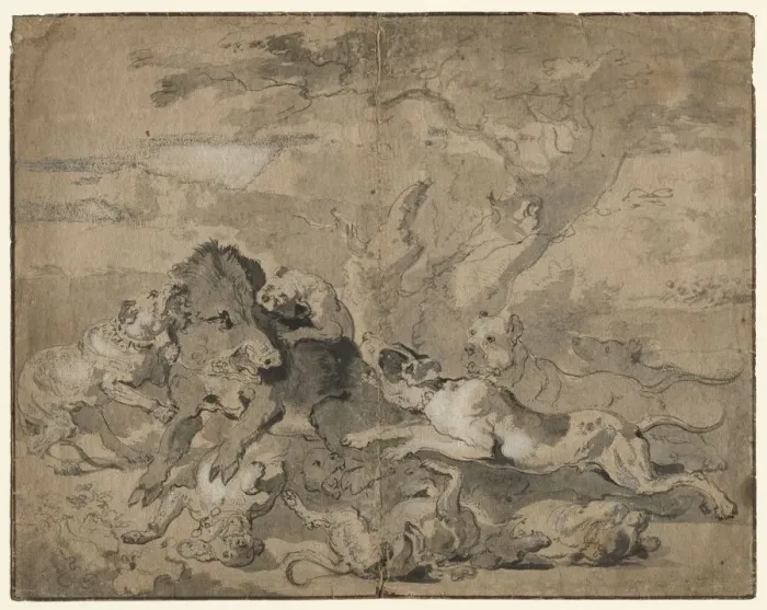 Framed Print : Boar Hunt, c. 1672. Creator: Abraham Hondius (Dutch, c. 1625-1695) Framed Print : Boar Hunt, c. 1672. Creator: Abraham Hondius (Dutch, c. 1625-1695)