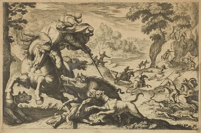 Framed Print : Boar Hunt, c1609. Creator: Tempesta; Antonio (1555-1630) Framed Print : Boar Hunt, c1609. Creator: Tempesta; Antonio (1555-1630)