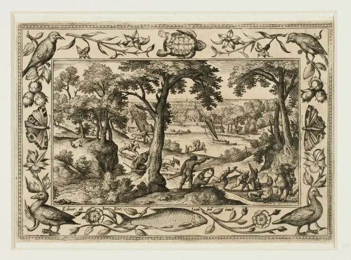 Framed Print : Boar Hunt, from Landscapes with Old and New Testament Scenes and Hunting Scenes, 1584 Framed Print : Boar Hunt, from Landscapes with Old and New Testament Scenes and Hunting Scenes, 1584
