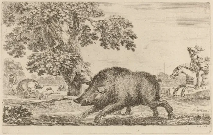 Framed Print : Boar Running to the Left. Creator: Stefano della Bella Framed Print : Boar Running to the Left. Creator: Stefano della Bella