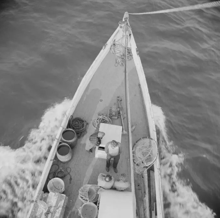 Framed Print : On board the fishin boat Alden out of Gloucester, Massachusetts, 1943. Creator: Gordon Parks Framed Print : On board the fishin boat Alden out of Gloucester, Massachusetts, 1943. Creator: Gordon Parks