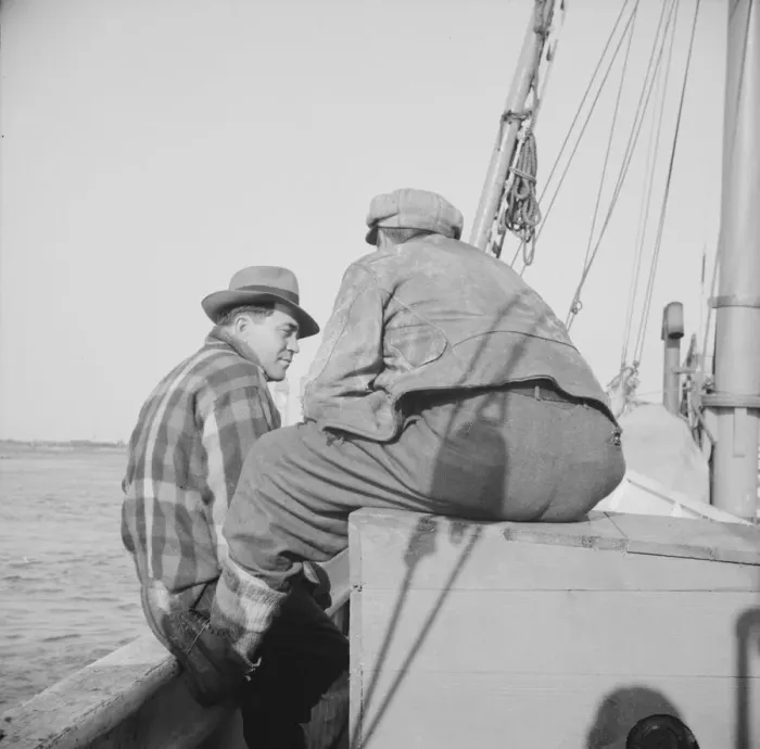 Framed Print : On board the fishing boat Alden out of Gloucester, Massachusetts, 1943. Creator: Gordon Parks Framed Print : On board the fishing boat Alden out of Gloucester, Massachusetts, 1943. Creator: Gordon Parks