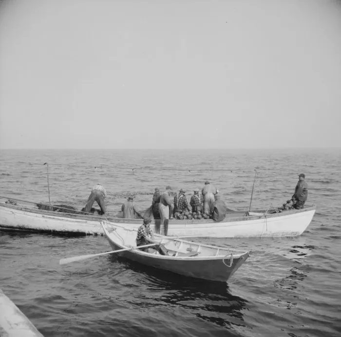 Framed Print : On board the fishing boat Alden, out of Gloucester, Massachusetts, 1943. Creator: Gordon Parks Framed Print : On board the fishing boat Alden, out of Gloucester, Massachusetts, 1943. Creator: Gordon Parks