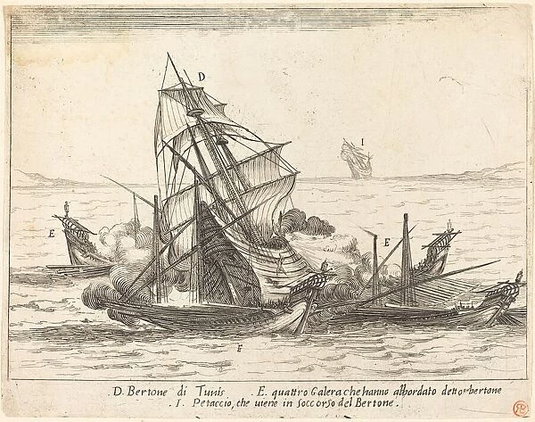 Boarding of the Bertone, 1617. Creator: Jacques Callot