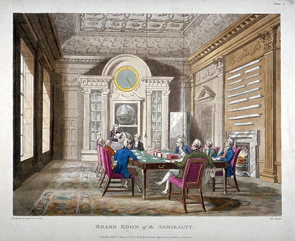 Boardroom of the Admiralty with a meeting in progress, Whitehall, Westminster, London, 1808