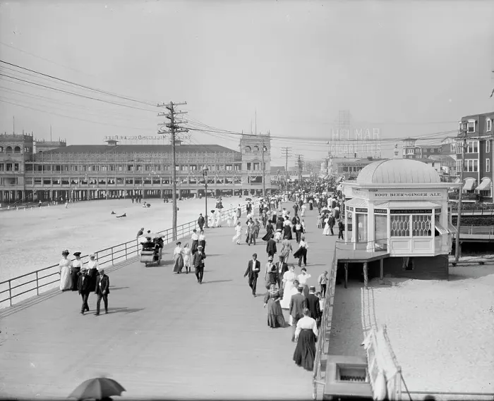 Framed Print : Boardwalk, Atlantic City, N.J. c1908. Creator: Unknown Framed Print : Boardwalk, Atlantic City, N.J. c1908. Creator: Unknown