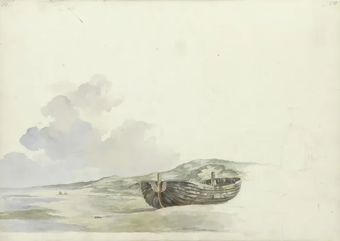 Framed Print : Boat on a beach, 1797-1838. Creator: Johannes Christiaan Schotel Framed Print : Boat on a beach, 1797-1838. Creator: Johannes Christiaan Schotel