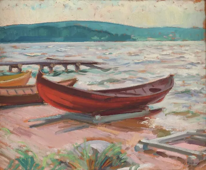 Framed Print : Boat on beach, 1935. Creator: Verner Thome Framed Print : Boat on beach, 1935. Creator: Verner Thome