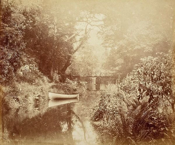 Boat, Bridge & River, Printed c.1855. Creator: John Dillwyn Llewelyn. Boat, Bridge & River, Printed c.1855. Creator: John Dillwyn Llewelyn