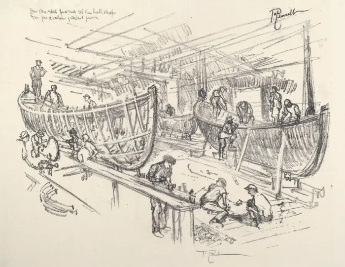 Framed Print : The Boat Builders, 1917. Creator: Joseph Pennell Framed Print : The Boat Builders, 1917. Creator: Joseph Pennell