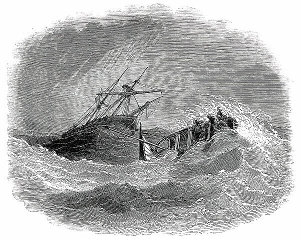 Boat Catastrophe, and the 'Lalla Rookh' in Distress, off Worthing, 1850. Creator: Unknown. Boat Catastrophe, and the 'Lalla Rookh' in Distress, off Worthing, 1850. Creator: Unknown
