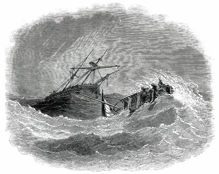 Framed Print : Boat Catastrophe, and the Lalla Rookh in Distress, off Worthing, 1850. Creator: Unknown. Boat Catastrophe, and the Lalla Rookh in Distress, off Worthing, 1850. Creator: Unknown Framed Print : Boat Catastrophe, and the Lalla Rookh in Distress, off Worthing, 1850. Creator: Unknown. Boat Catastrophe, and the Lalla Rookh in Distress, off Worthing, 1850. Creator: Unknown