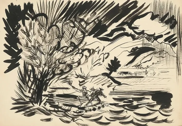 Framed Print : Boat and death, c1939. Creator: Arnold Peter Weisz-Kubincan Framed Print : Boat and death, c1939. Creator: Arnold Peter Weisz-Kubincan