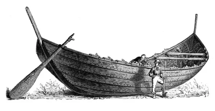 Framed Print : Boat for fourteen pairs of oars, found at Nydam, Jutland, 1892 Framed Print : Boat for fourteen pairs of oars, found at Nydam, Jutland, 1892