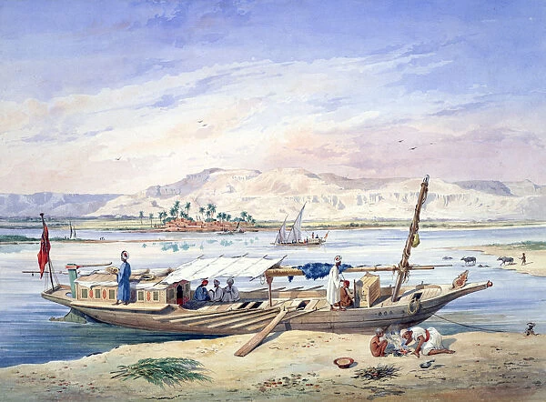 A Boat on the Nile, Egypt, 19th century. Artist: Emile Prisse D Avennes